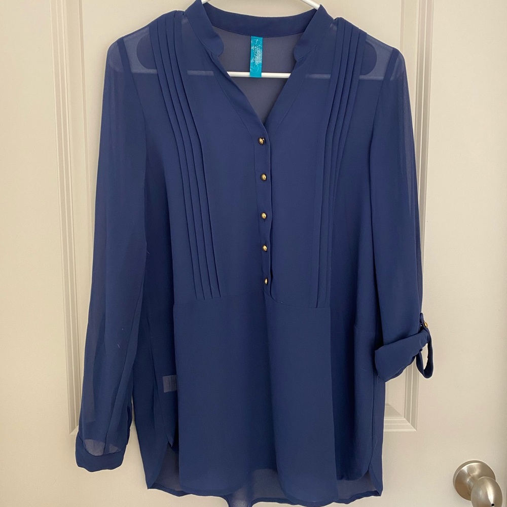 Blue chiffon blouse
